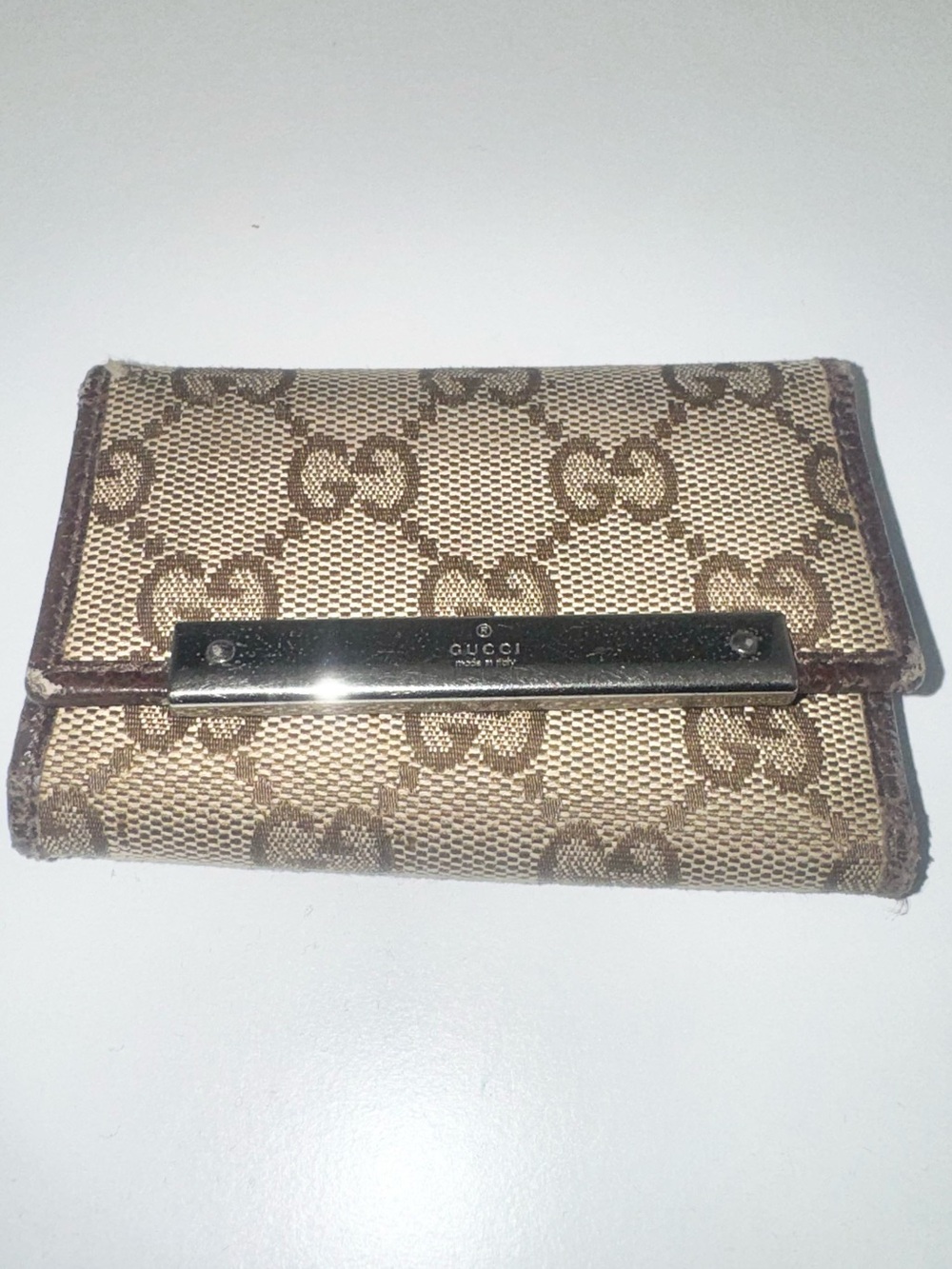 Gucci Brown & Beige Monogram Key Holder